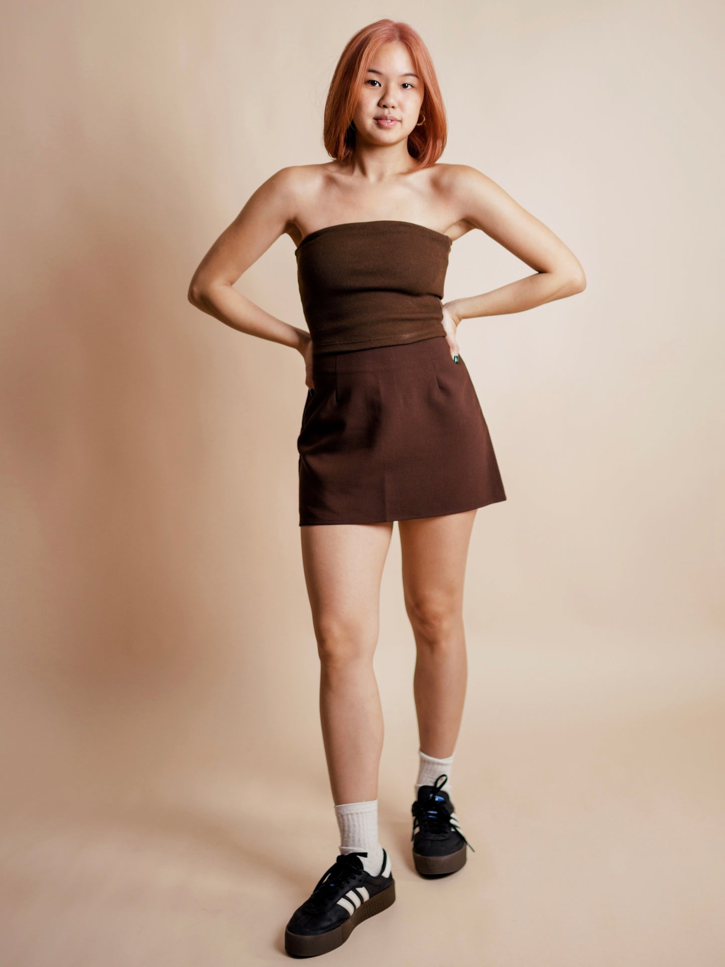 a-line mini skirt chocolate brown
