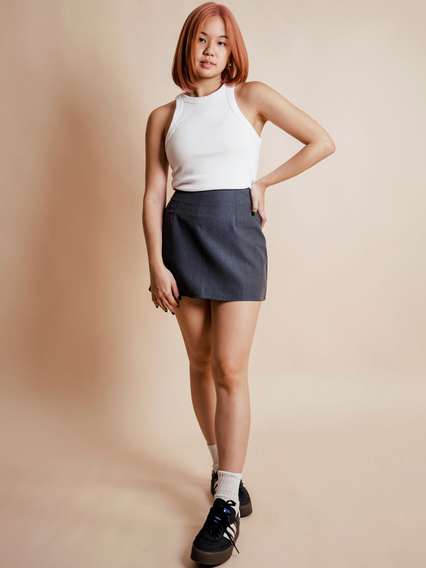 a-line mini skirt grey