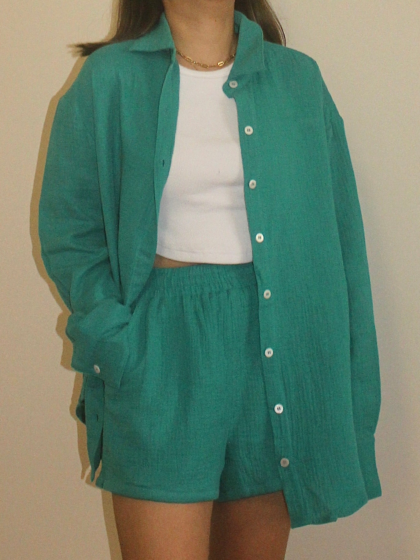 Crinkle Button Down