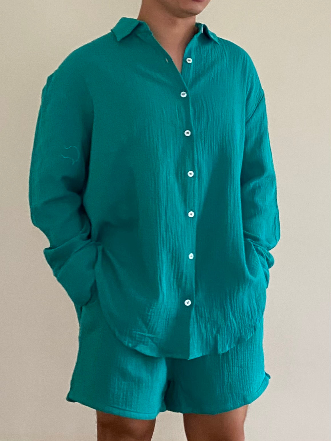 Crinkle Button Down