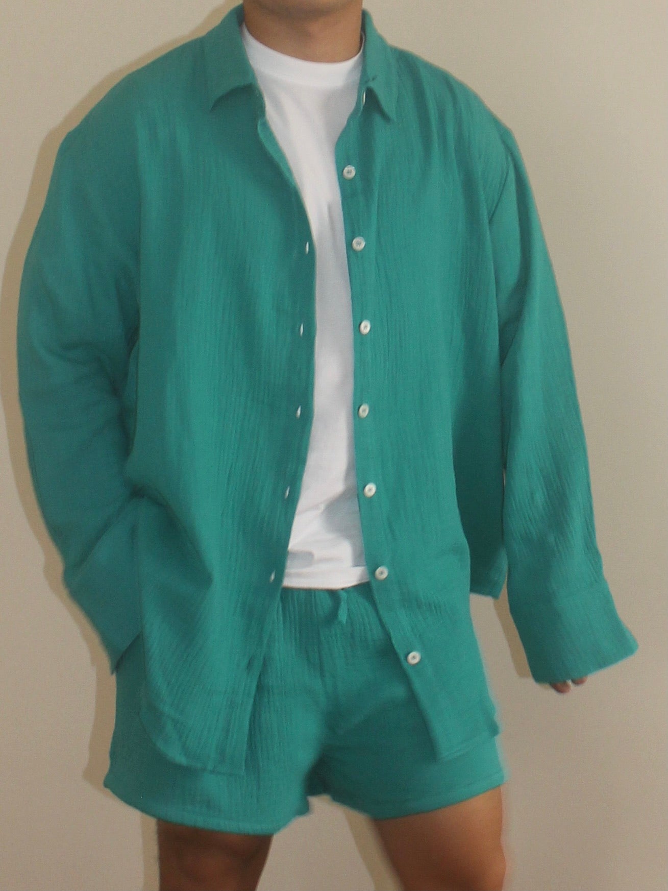 Crinkle Button Down