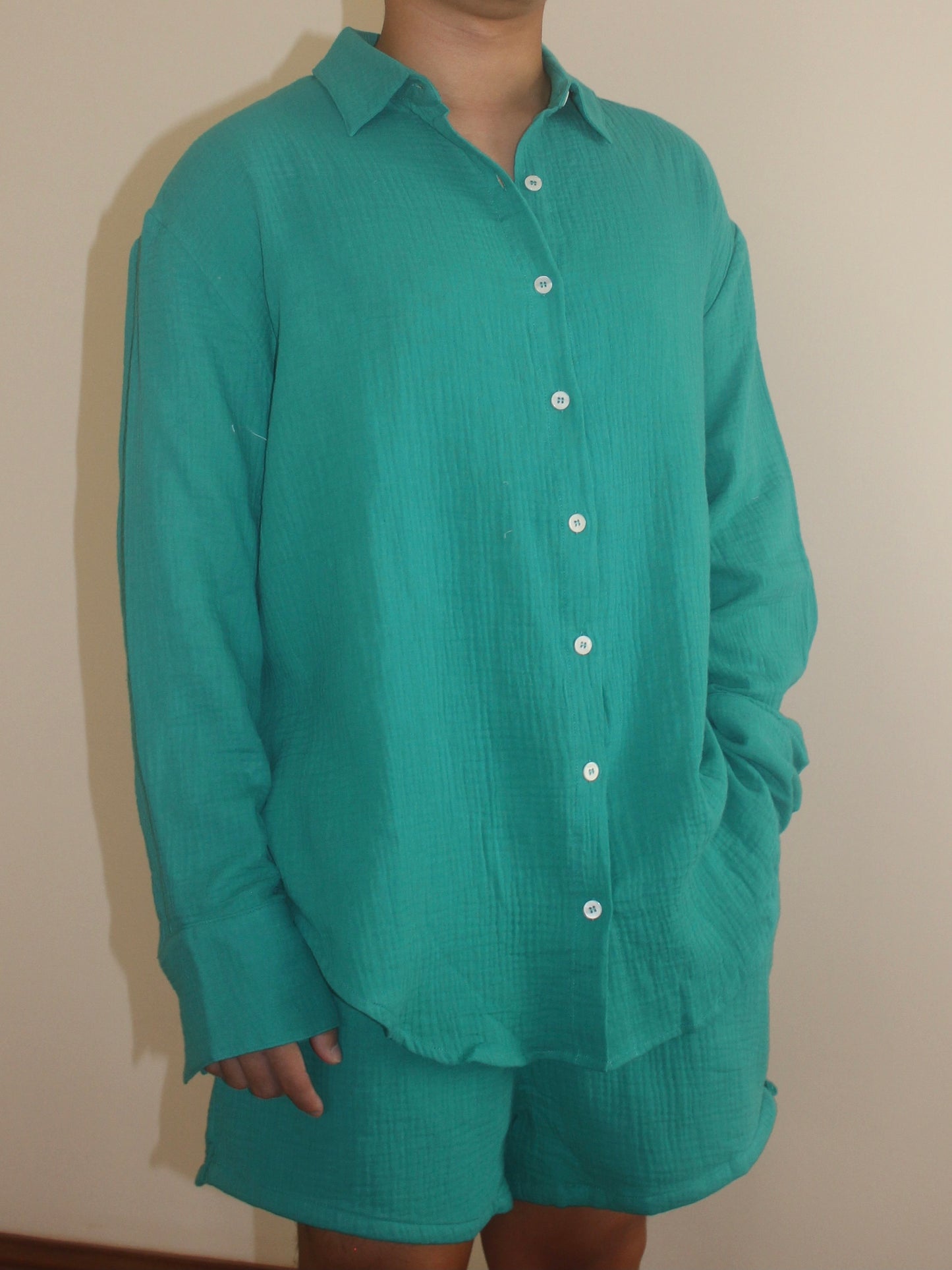 Crinkle Button Down