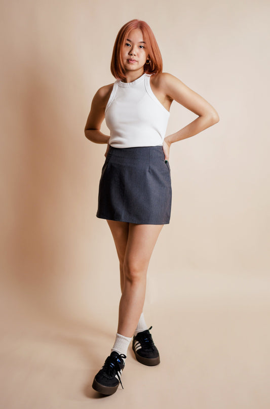 a-line mini skirt grey
