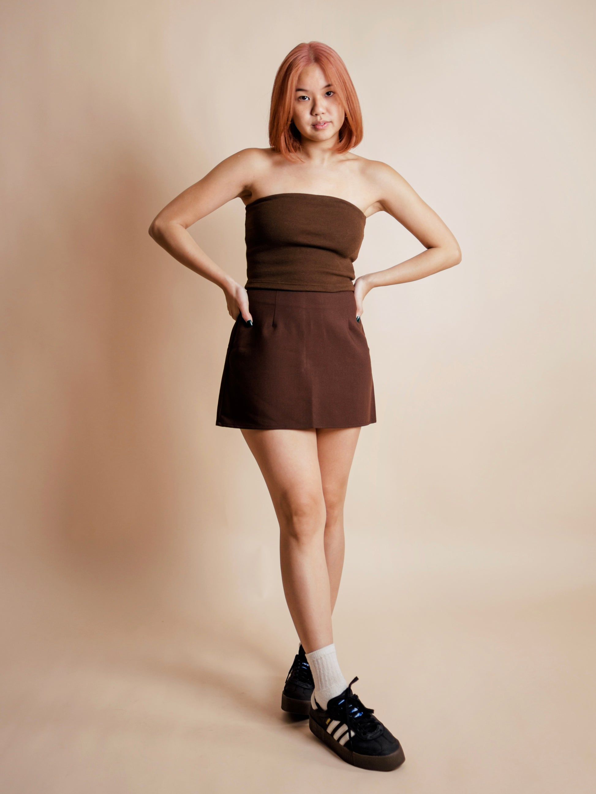 a-line mini skirt chocolate brown